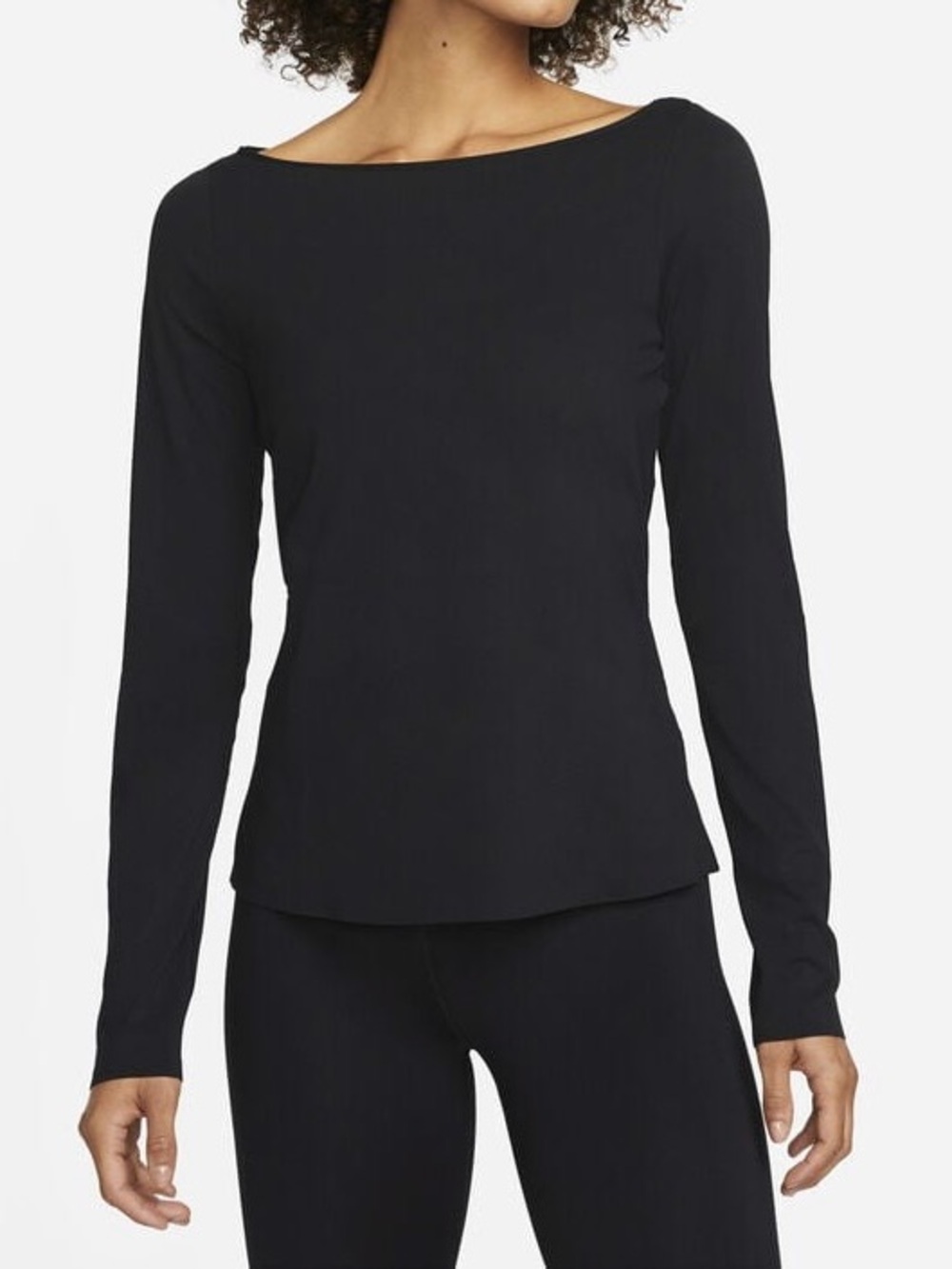 Nike Black Long-Sleeve Boatneck Top